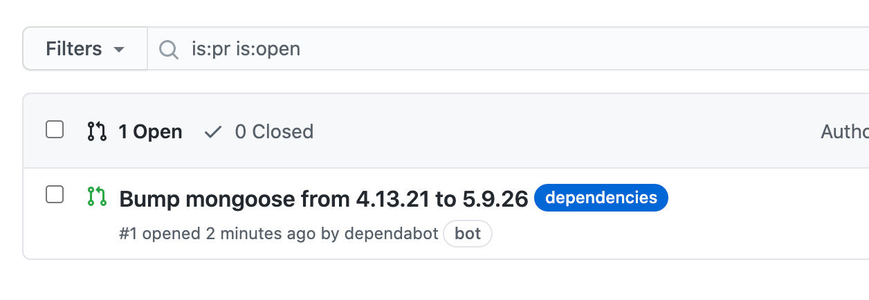 Dependabot Pull Request For the Issue