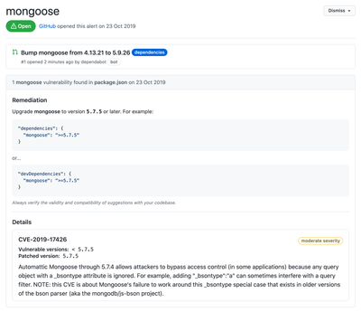 Pull Request Notification for Security Incident